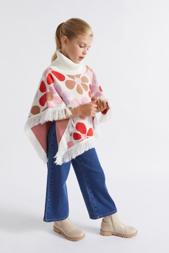 Retro Flower Poncho  Multi  hi-res