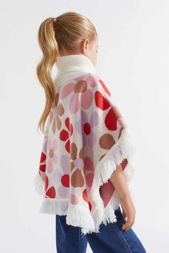 Retro Flower Poncho  Multi  hi-res
