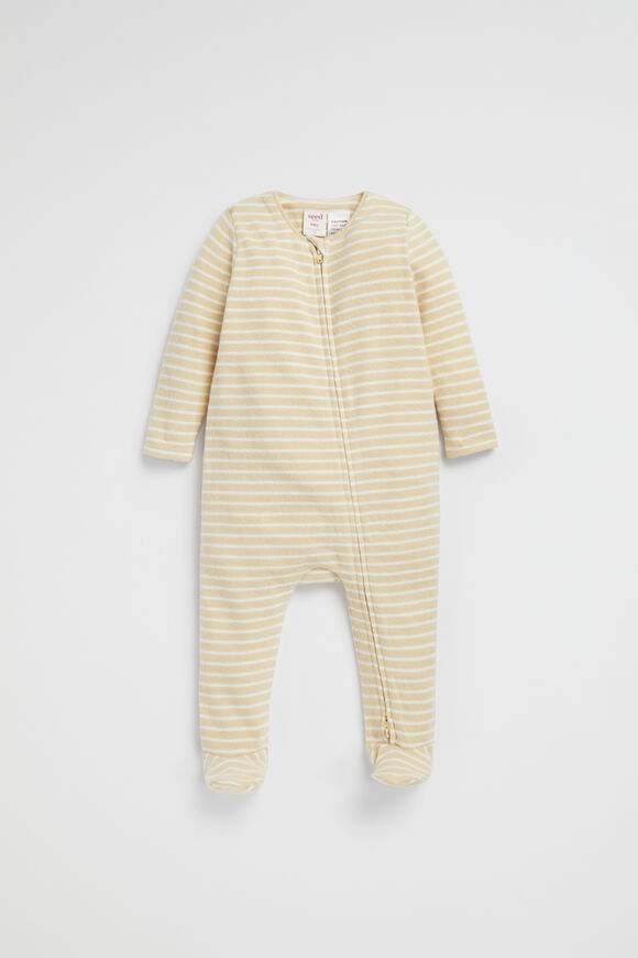 Brushed Stripe Zipsuit  Lemon  hi-res