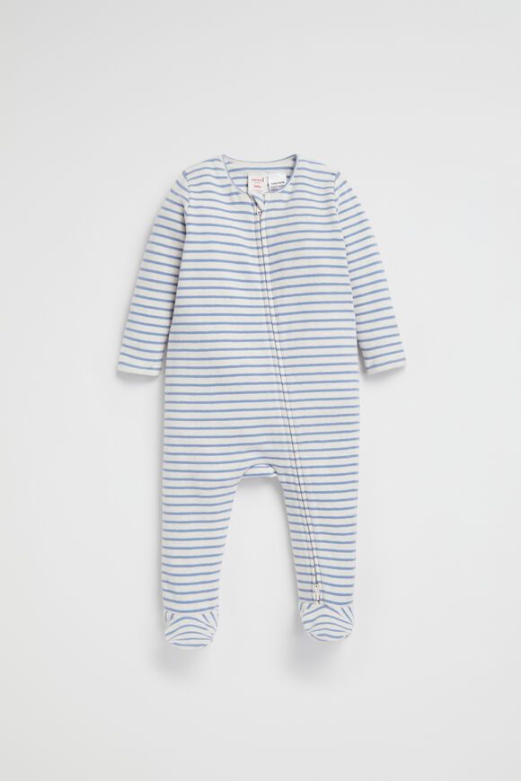 Brushed Stripe Zipsuit  Snow Marle  hi-res