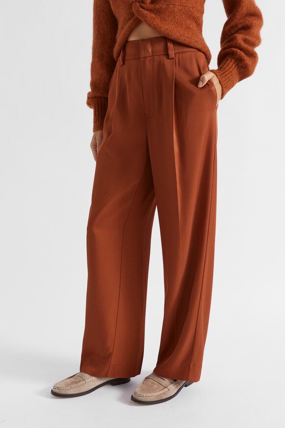 Pleat Front Trouser  Burnt Brick  hi-res