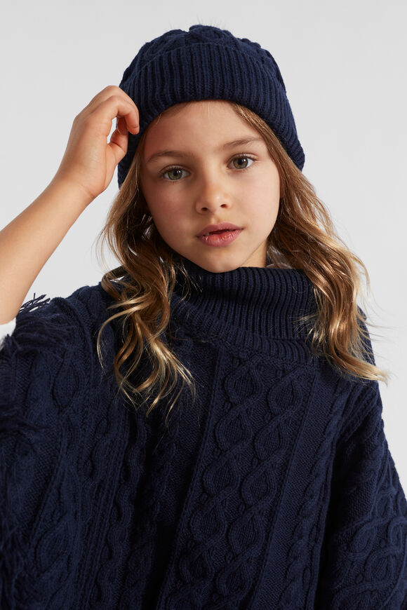 Cable Knit Beanie  Midnight Blue  hi-res