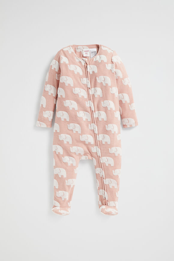 Elephant Jacquard Zipsuit  Chalk Pink  hi-res