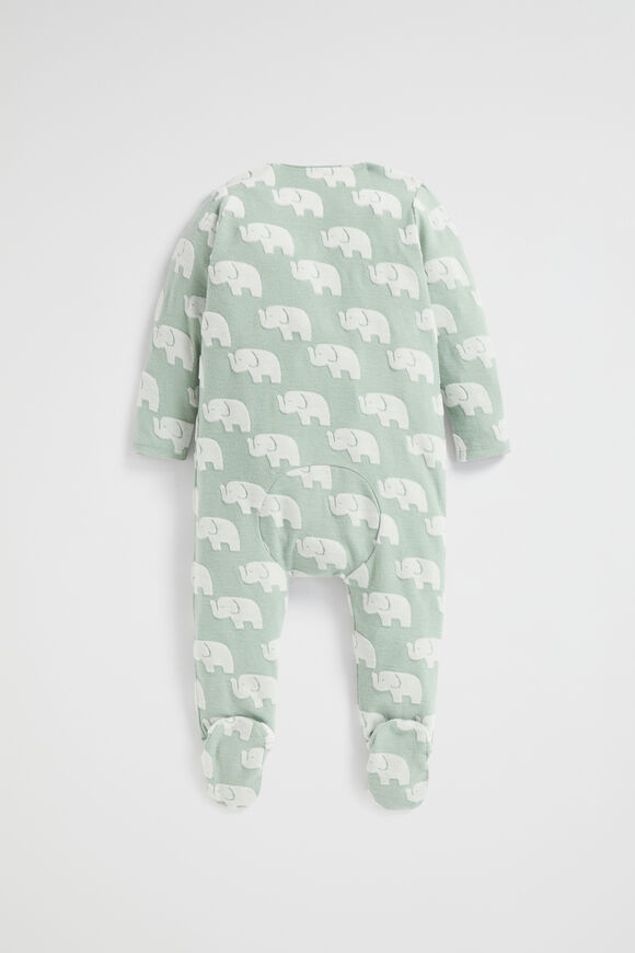 Elephant Jacquard Zipsuit  Sage  hi-res