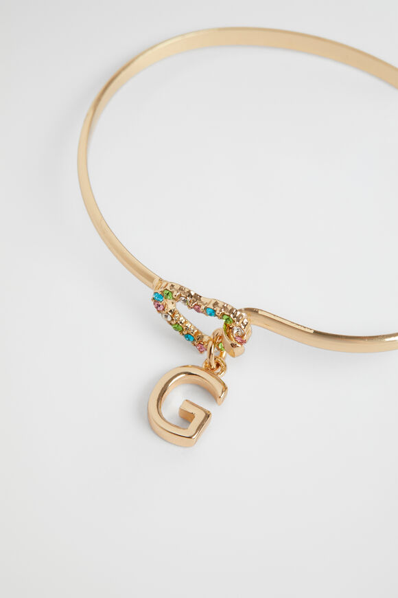 Rainbow Heart Initial Bangle  G  hi-res