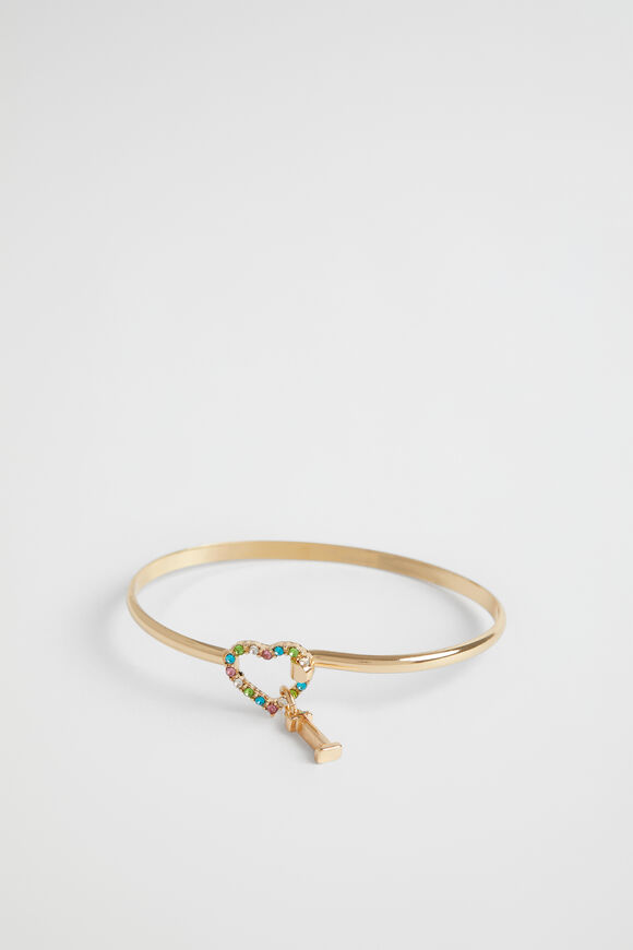 Rainbow Heart Initial Bangle  I  hi-res