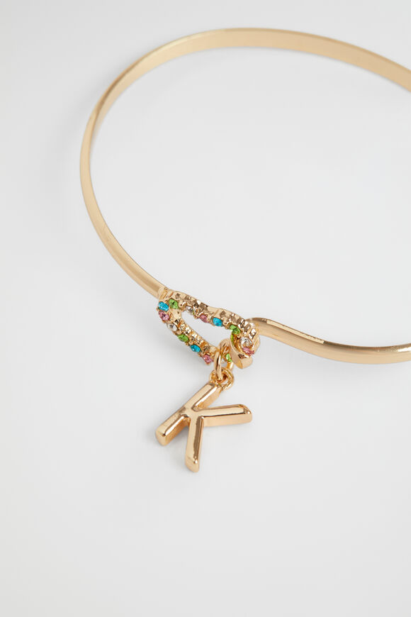 Rainbow Heart Initial Bangle  K  hi-res