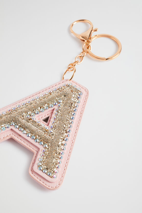 Glitter Initial Keyring  A  hi-res