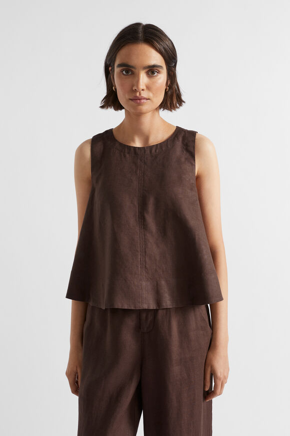 Core Linen Shell Top  Deep Raisin  hi-res