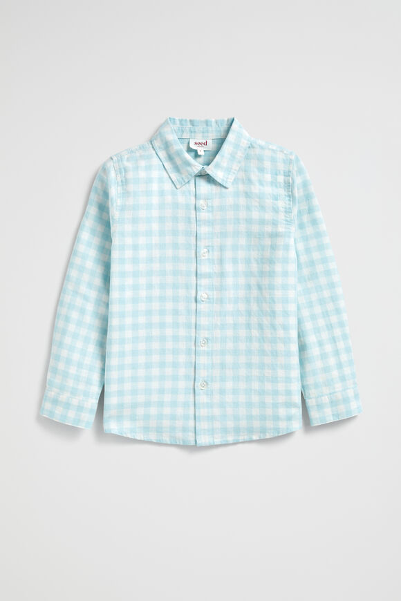 Check Linen Shirt  Ocean Blue  hi-res