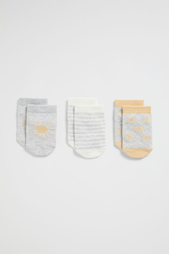 Sun Sock 3 Pack  Grey Marle  hi-res