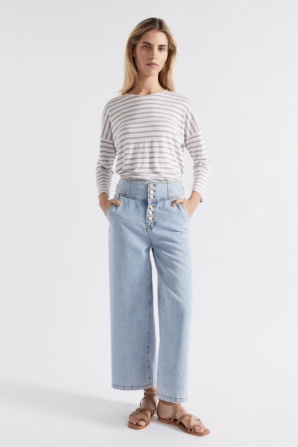 Denim Button Detail Crop Jean  Pacific Wash  hi-res