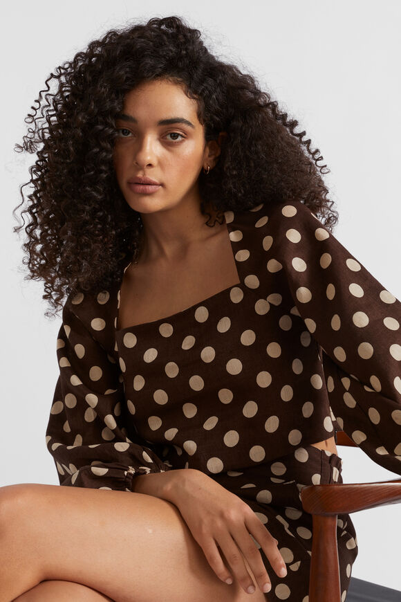 Linen Spot Square Neck Top  Deep Raisin Spot  hi-res