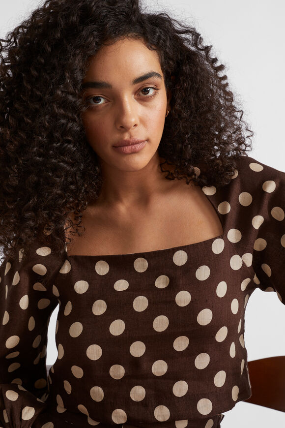 Linen Spot Square Neck Top  Deep Raisin Spot  hi-res