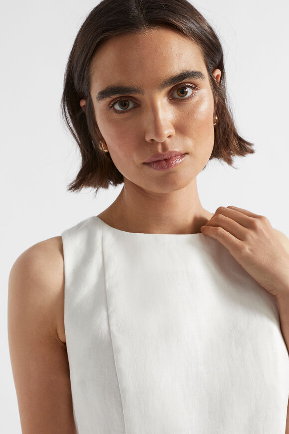 Linen Shift Mini Dress  Cloud Cream  hi-res