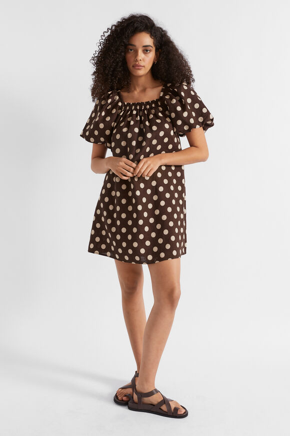Linen Spot Mini Dress  Deep Raisin Spot  hi-res