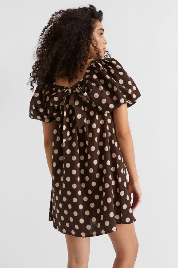 Linen Spot Mini Dress  Deep Raisin Spot  hi-res
