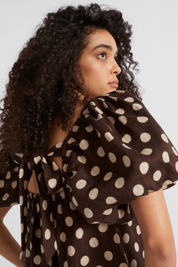Linen Spot Mini Dress  Deep Raisin Spot  hi-res