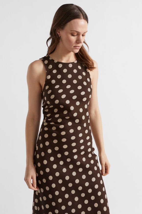 Linen Spot Maxi Dress  Deep Raisin Spot  hi-res
