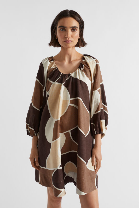 Abstract Flared Mini Dress  Woodland Abstract  hi-res