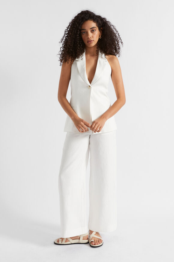Linen Halter Vest  Cloud Cream  hi-res