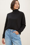 Textured Mock Neck Top  Black  hi-res