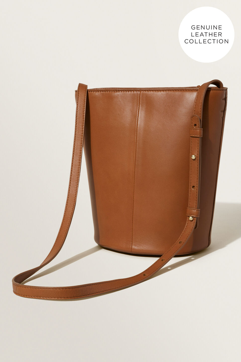 Leather Bucket Bag  Tan