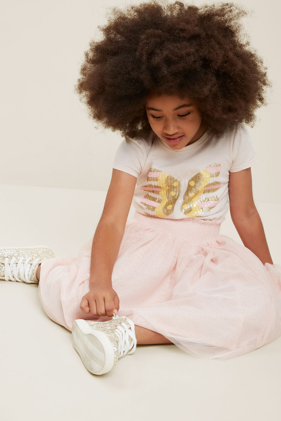 Glitter Spot Midi Tutu  Vanilla