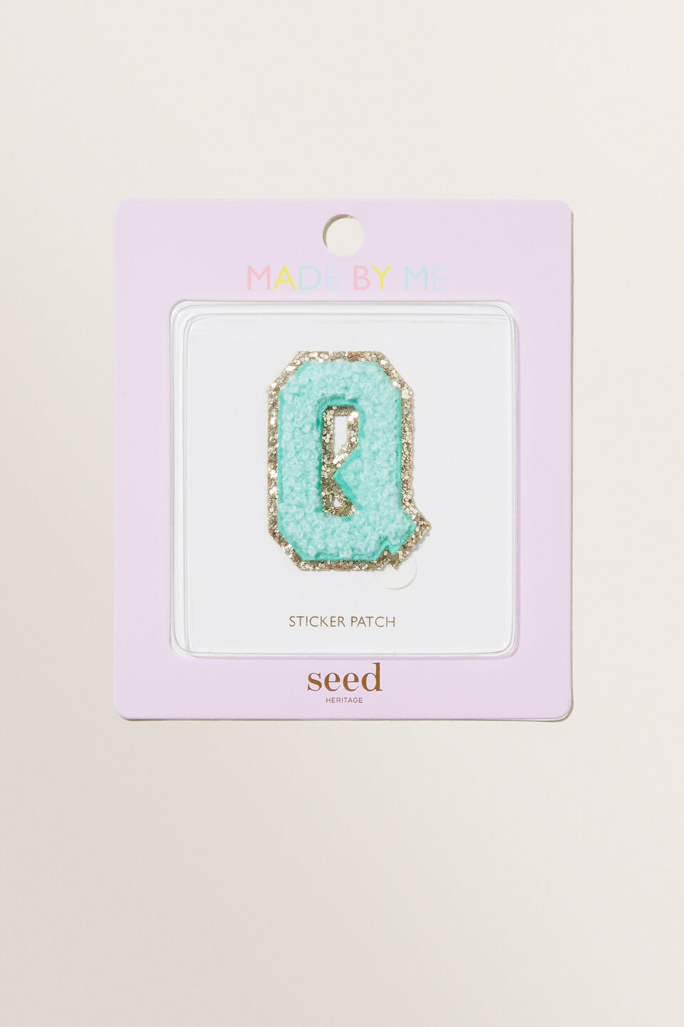 Made By Me Glitter Initial Patch  Q