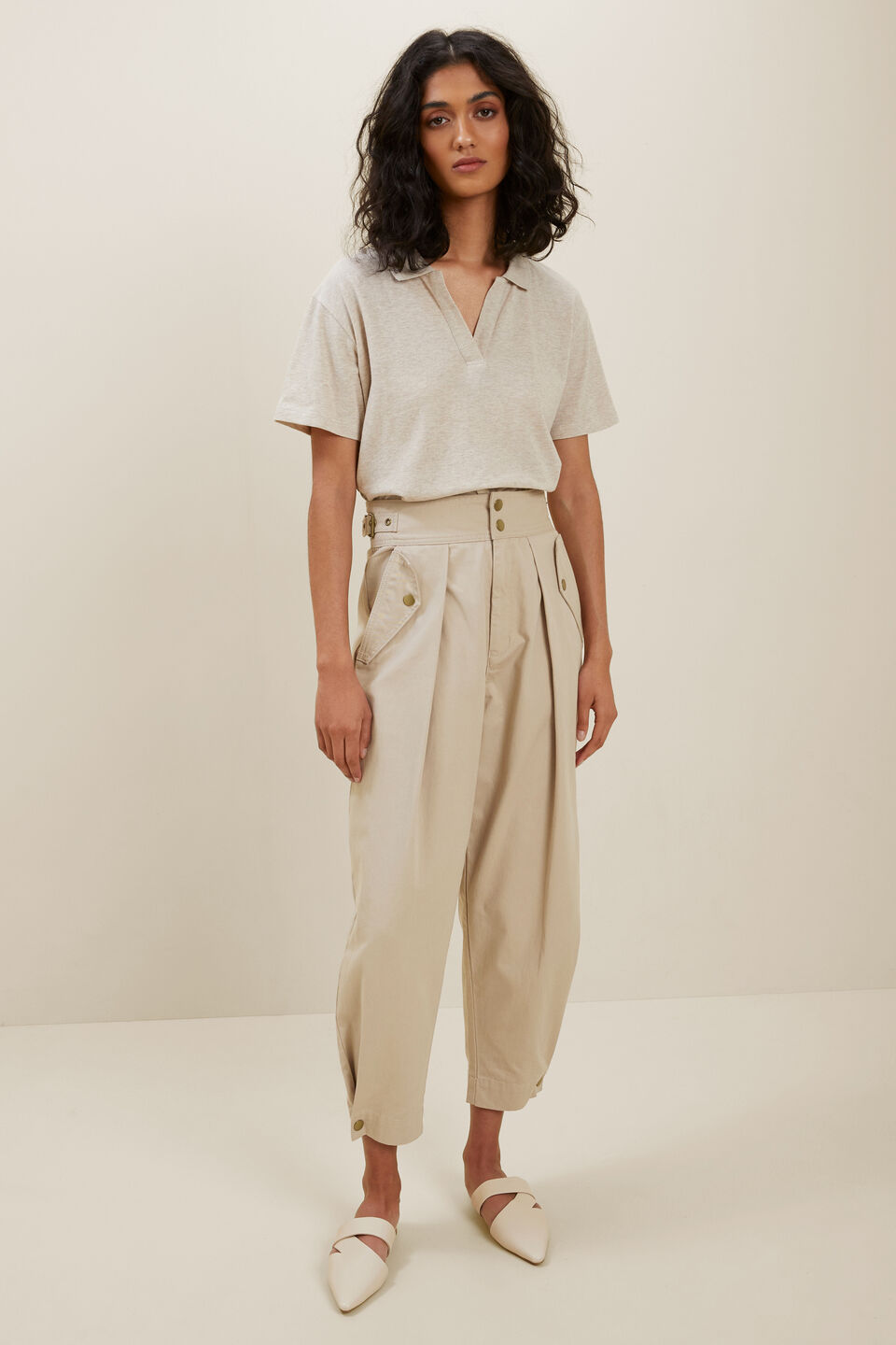 Polo Tee  Latte Marle