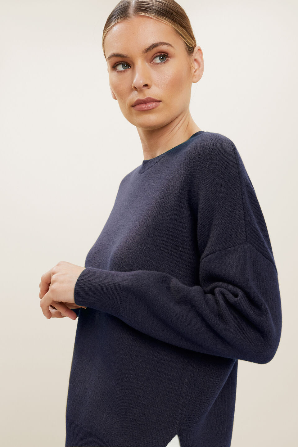 Hi-Low Sweater  Deep Navy