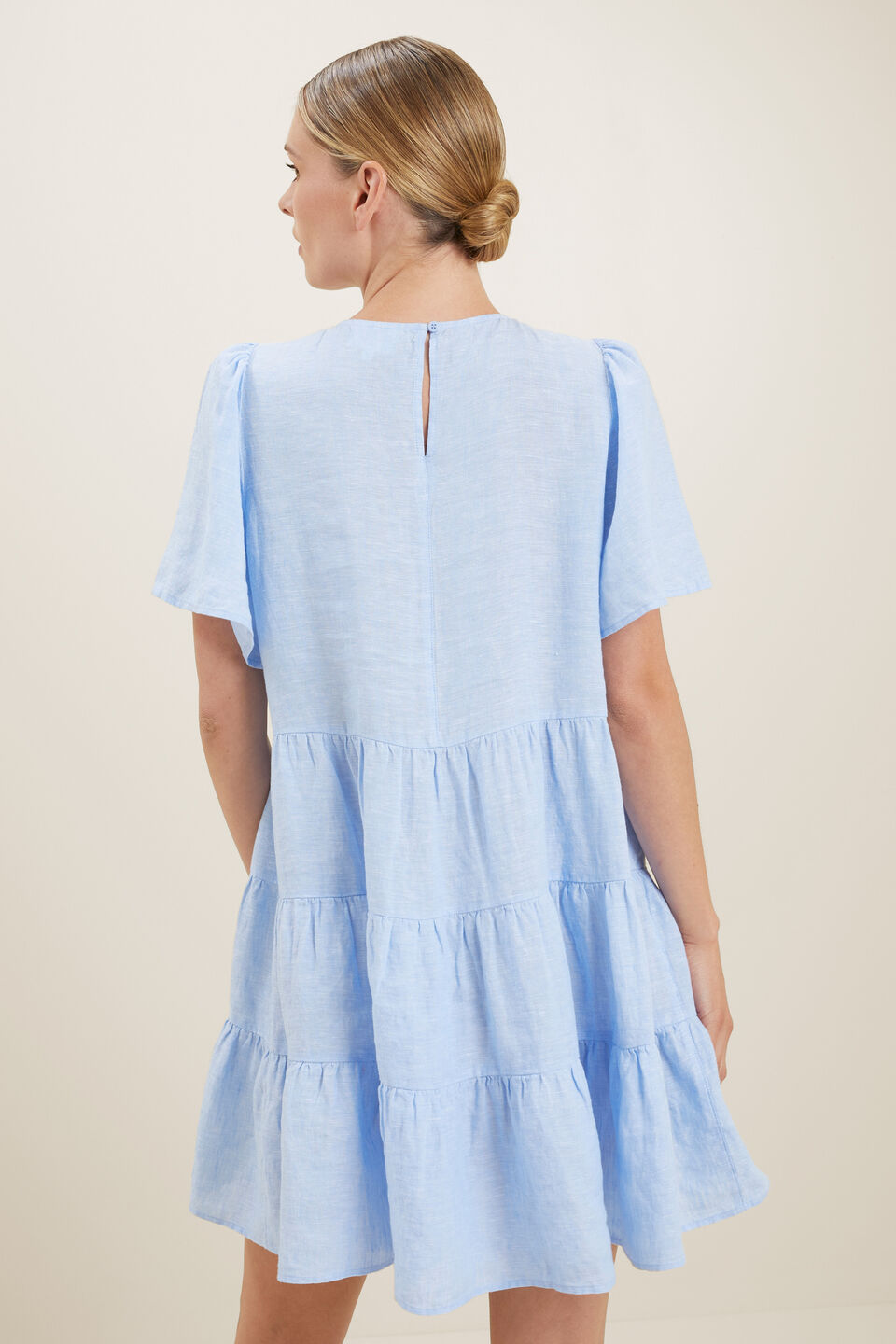 Core Linen Tiered Dress  Clear Sky
