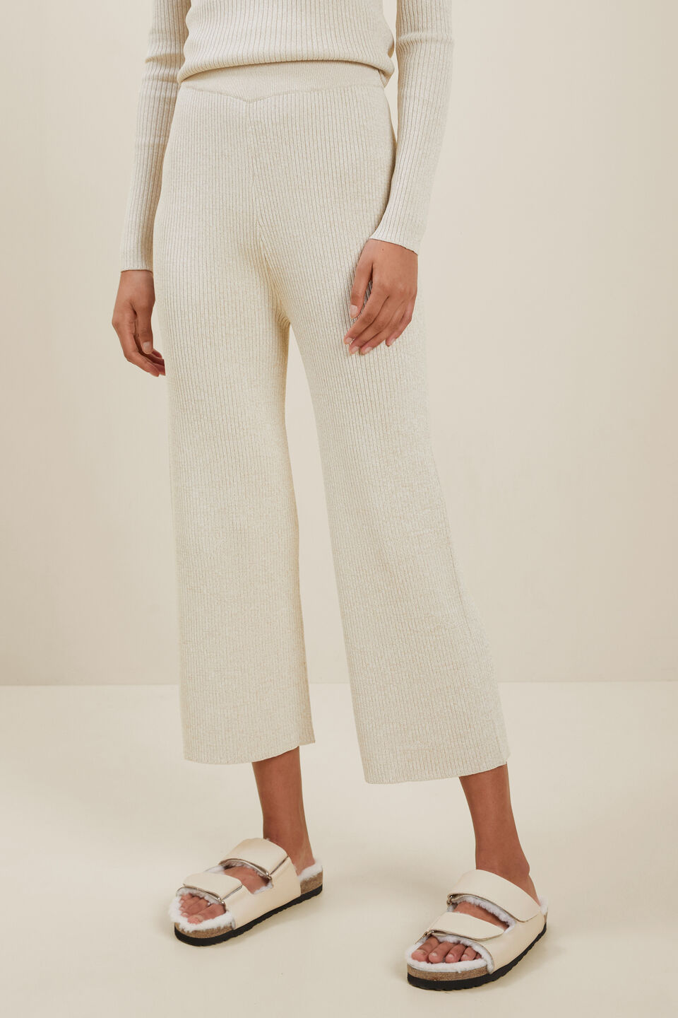 Marle Knit Wide Leg Pant  Latte Marle