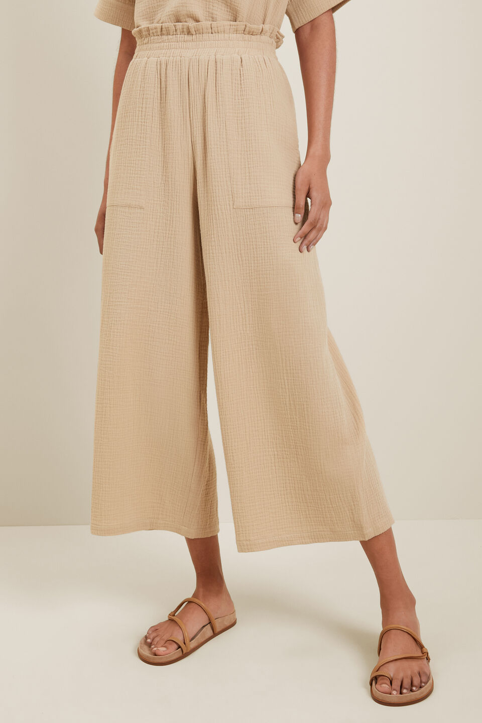 Cheesecloth Wide Leg Pant  Sandstone Beige