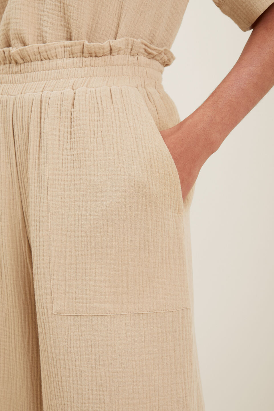 Cheesecloth Wide Leg Pant  Sandstone Beige