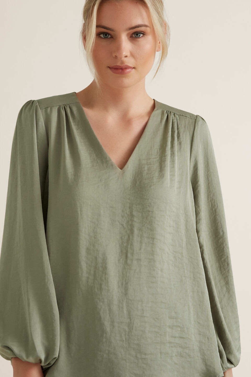 Gathered V Neck Blouse  
