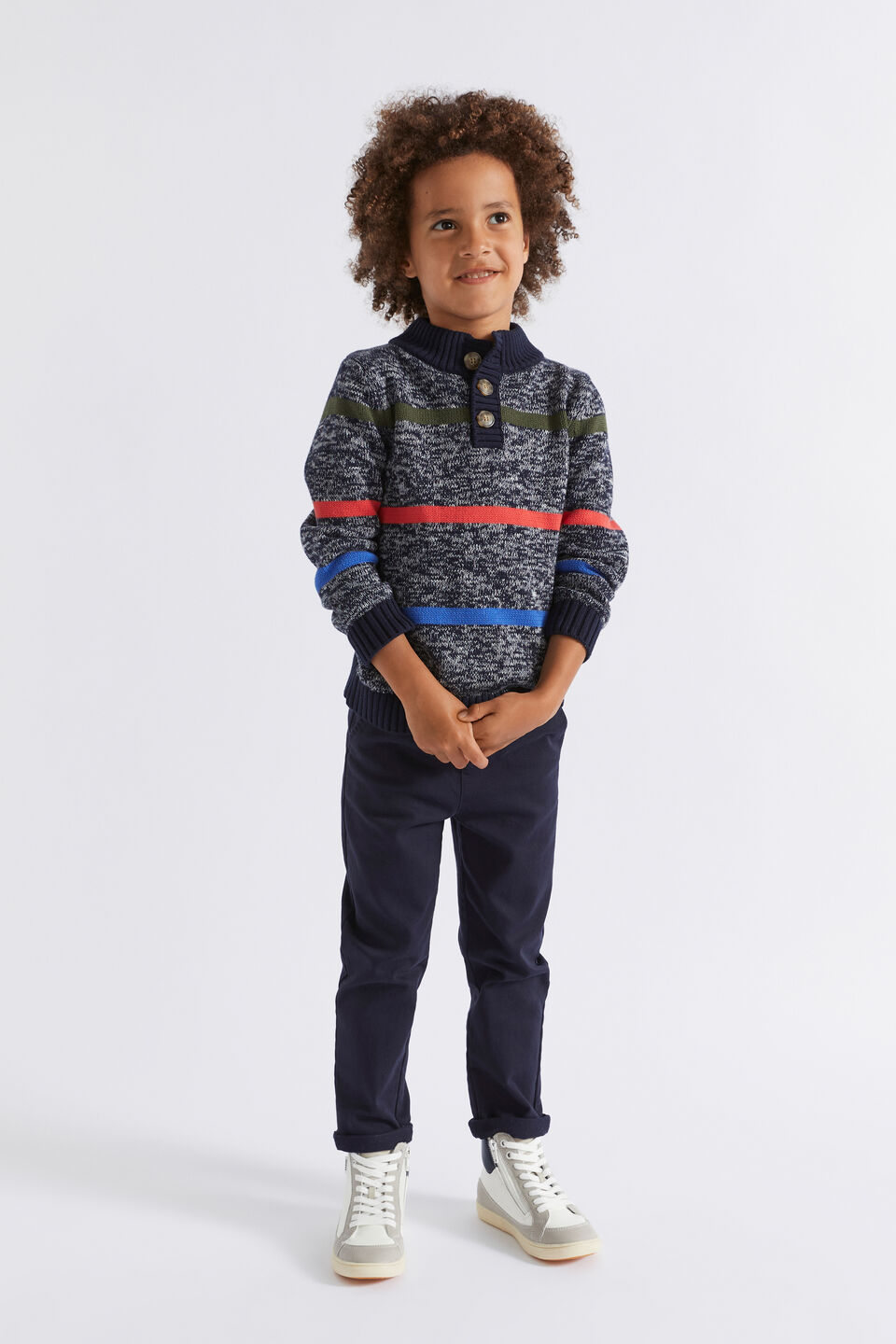 Stripe Button Knit  Multi