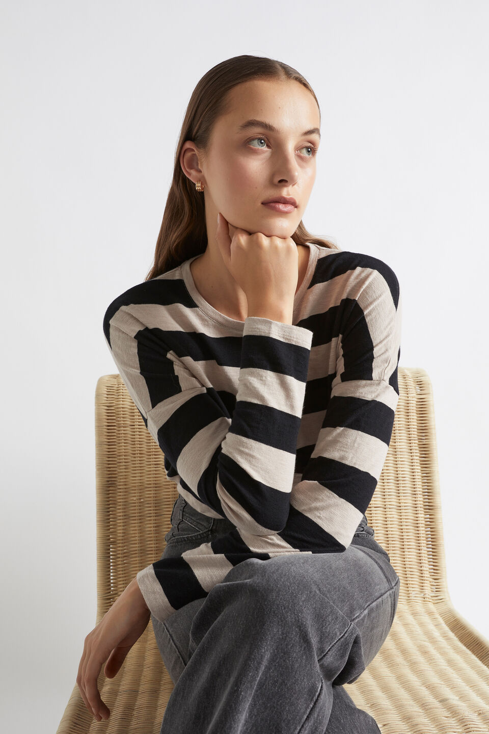 Long Sleeve Stripe Top  Light Storm Stripe