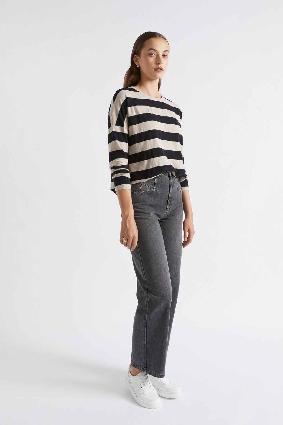 Long Sleeve Stripe Top  Light Storm Stripe