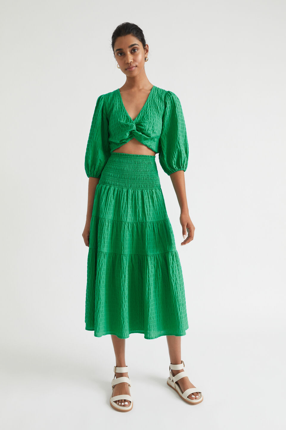 Textured Twist Front Top  Bright Mint