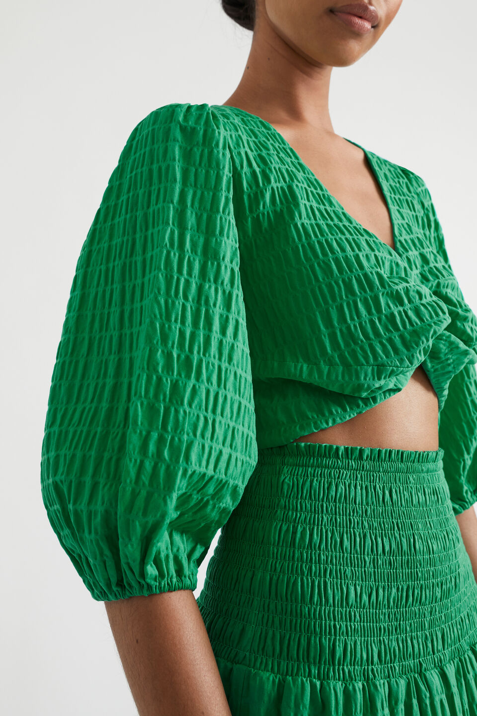 Textured Twist Front Top  Bright Mint