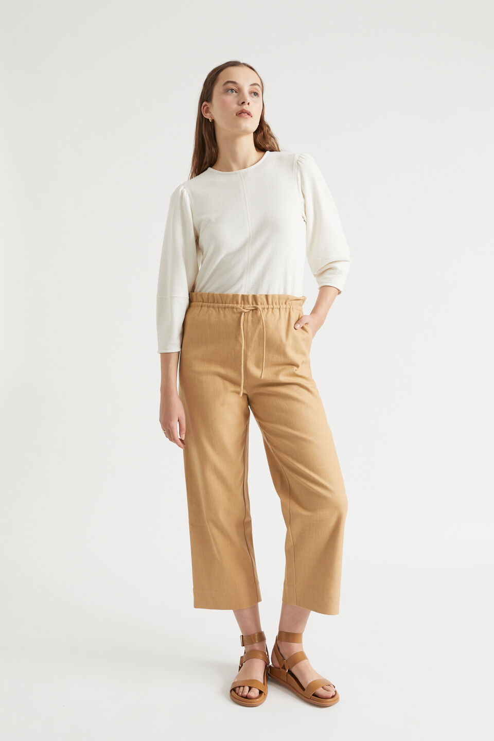 Blouson Textured Top  Cloud Cream