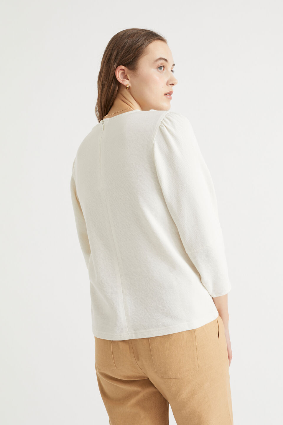 Blouson Textured Top  Cloud Cream