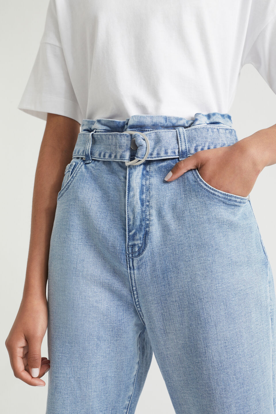 Belted Paperbag Jean  Sapphire Wash