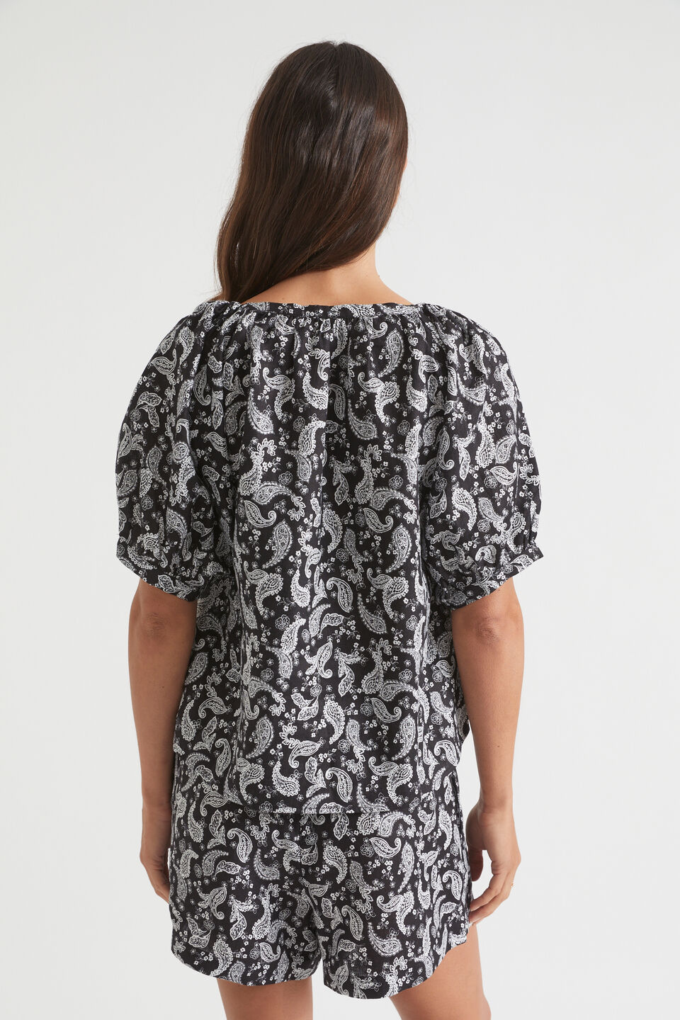 Linen Paisley Drawstring Top  Ditsy Paisley
