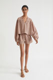 Stripe Voile Gathered Yoke Blouse  Peach Rose Stripe  hi-res