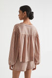 Stripe Voile Gathered Yoke Blouse  Peach Rose Stripe  hi-res