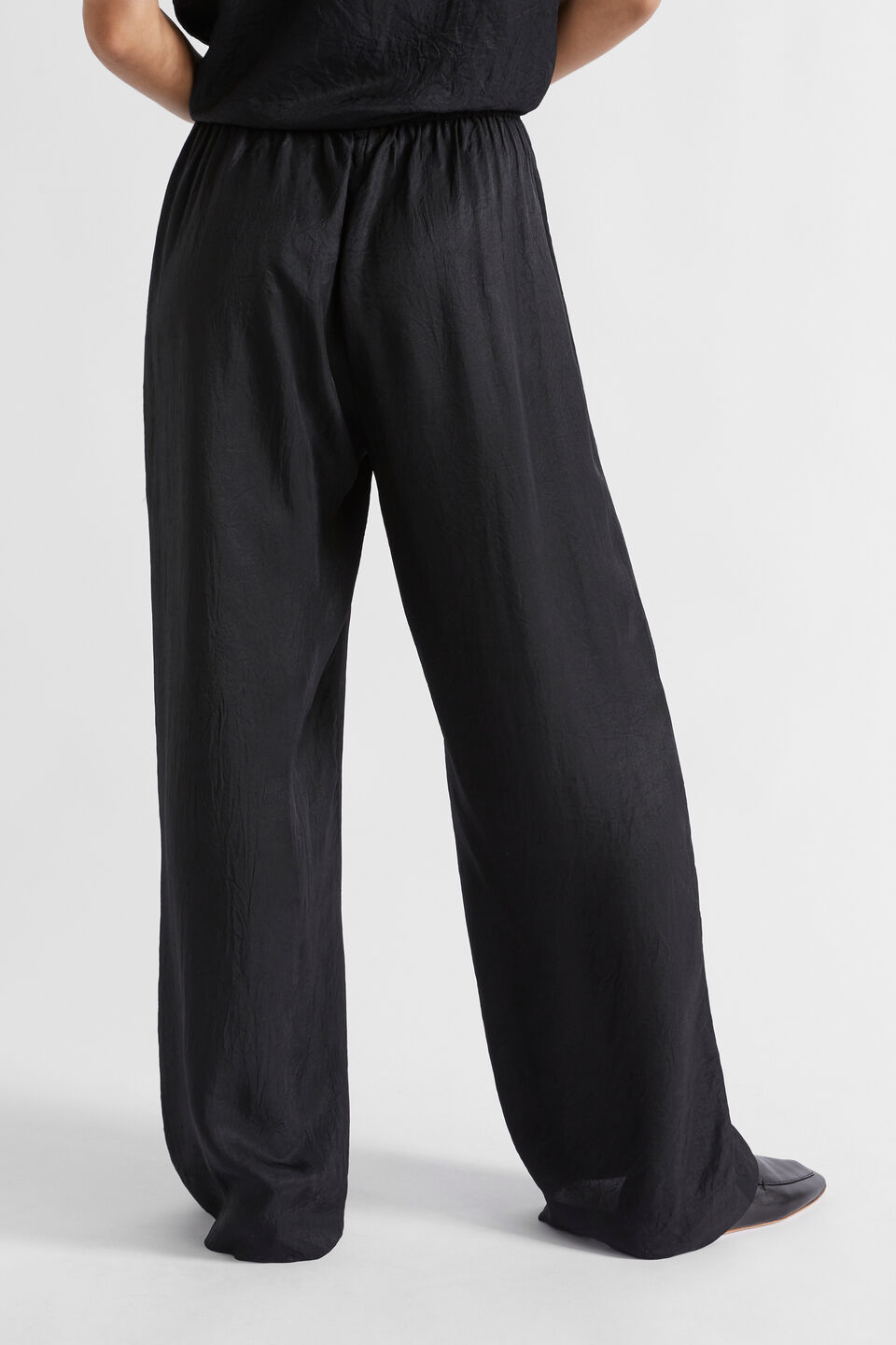 Satin Wide Leg Trouser  Black