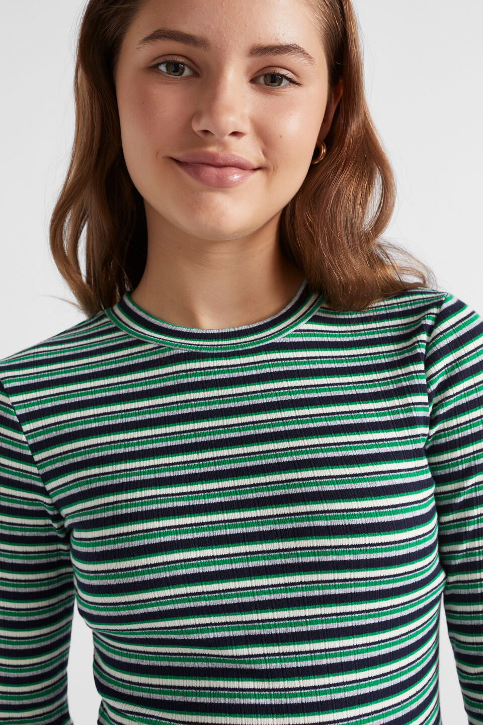 Rib Stripe Tee  Emerald Green