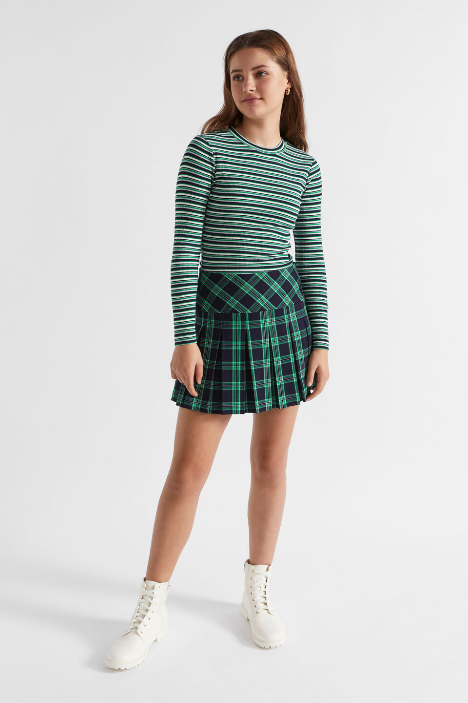 Rib Stripe Tee  Emerald Green